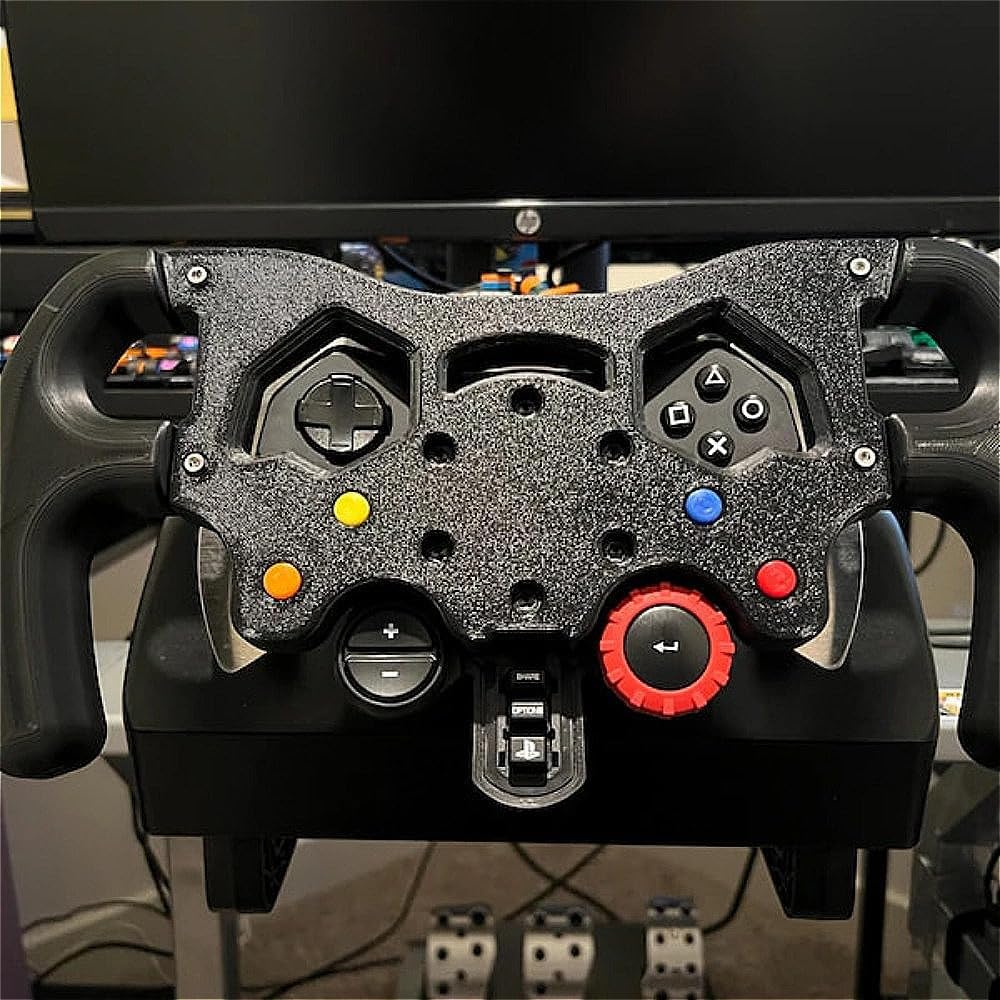 F1 Style Racing Wheel Mod Kit for Logitech G29/G929/G920/G923 – Working Buttons + Included Hardware, Multiple Color Options for Simulation Racing Accessories (Black)