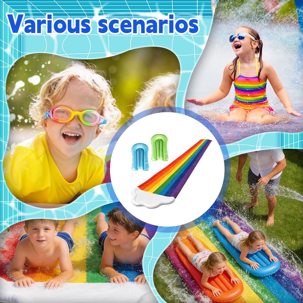 Toboggan Aquatique,480 X 140cm Toboggan pour Pelouse Double Toboggan à Eau avec 2planches Gonflables,Toboggan De Pelouse Résistant,Toboggans Doubles pour Enfants Et Adultes,Extérieur Et Jardin