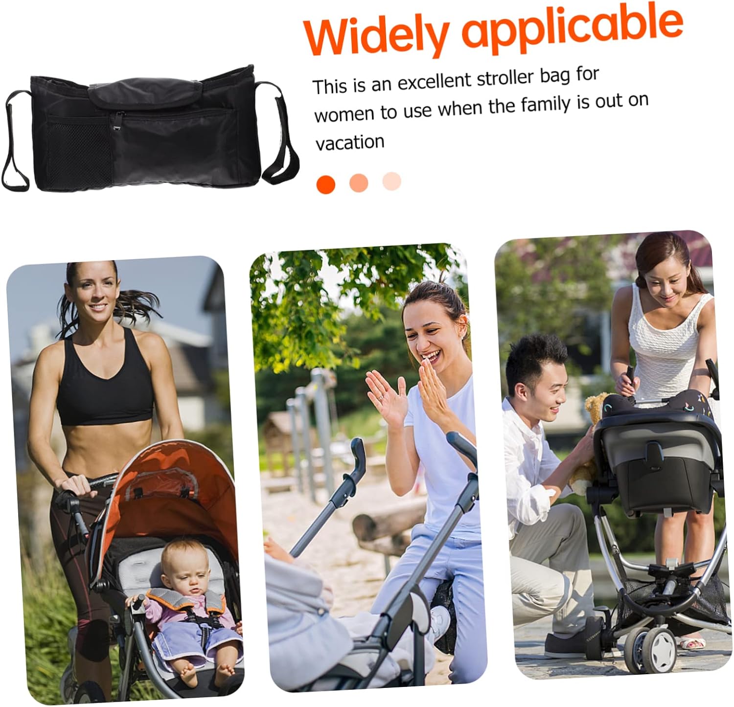 1pc Hanging Stroller Diaper Bag Oxford Storage Pouch for Supplies Lightweight Organizer for Strollers for Diapers and Towels Design