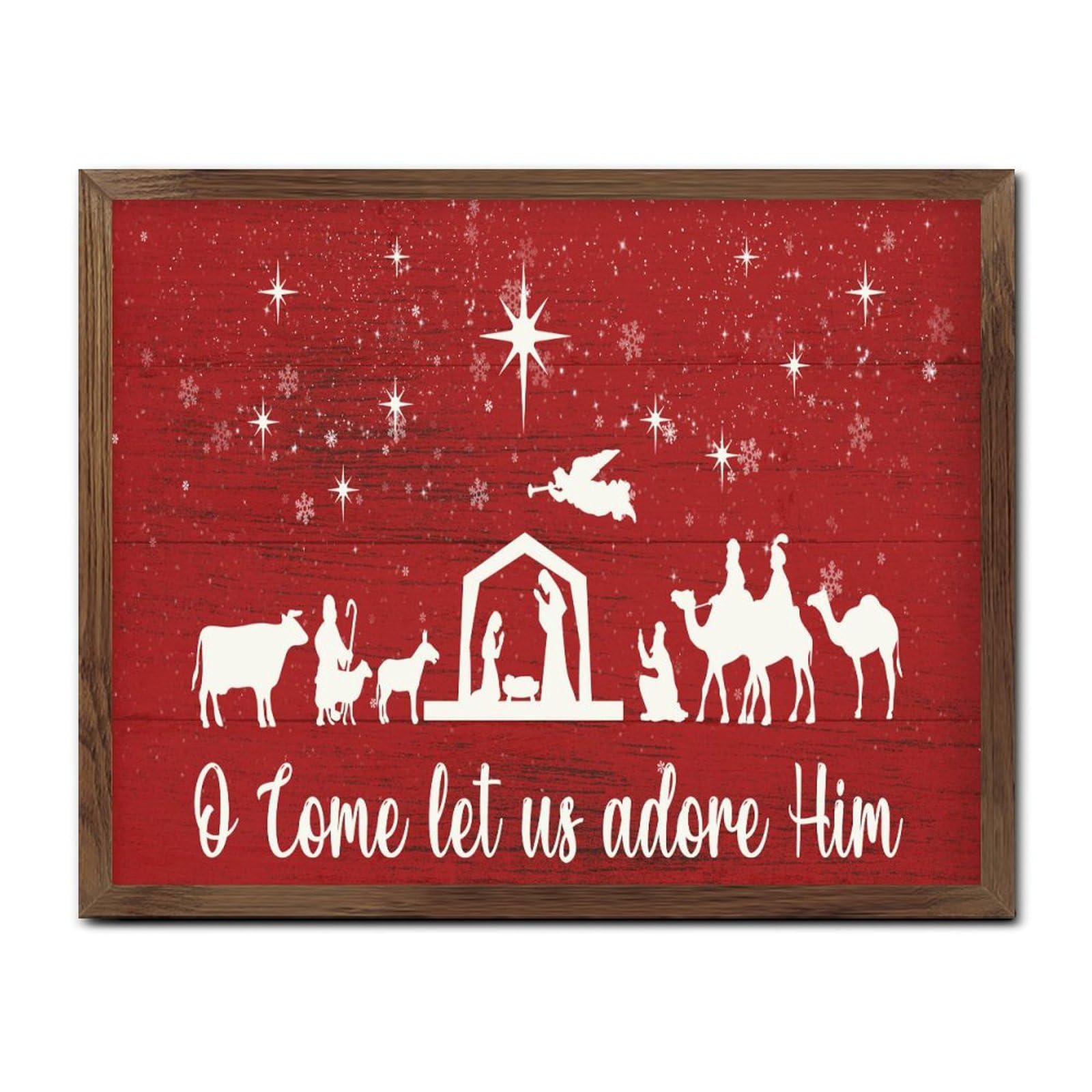 Panneau en bois Merry Christmas Oh Holy Night 40x50 cm pour table
