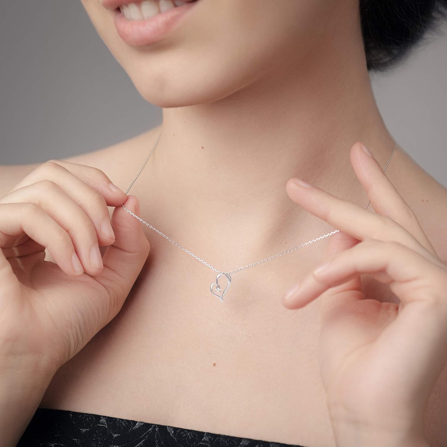 La Joya Adorable Lab Grown Diamond Heart Necklaces for Women| Accompanied By An Adjustable Silver Chain | Dainty 925 Sterling Silver Diamond Necklace For Women - Image 5