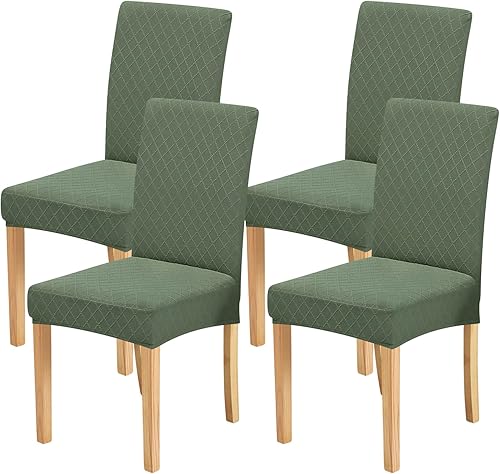 Vista 129 de Forcheer - Juego de 4 fundas elásticas para sillas de comedor con estampado elástico, lavable, extraíble, para cocina, hotel, restaurante