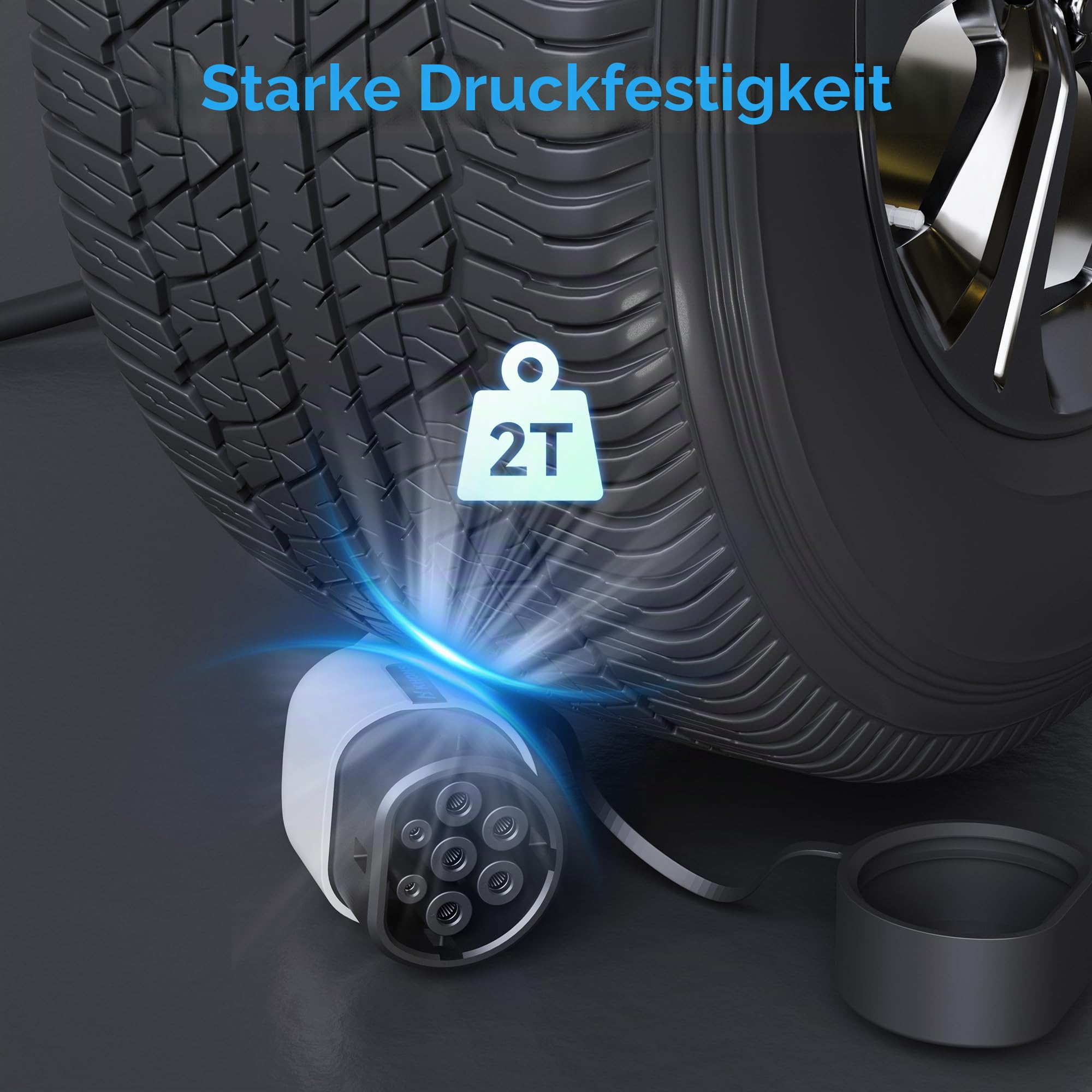 Typ 2 Ladekabel 16A/11 kW/3-Phasig/5 Meter Elektroauto Ladekabel für E Auto EV/PHEV Modus 3 Kompatibel mit Model Y 3 S X, ID.3, ID.4, ID.5, IONIQ 5 (Weiß)