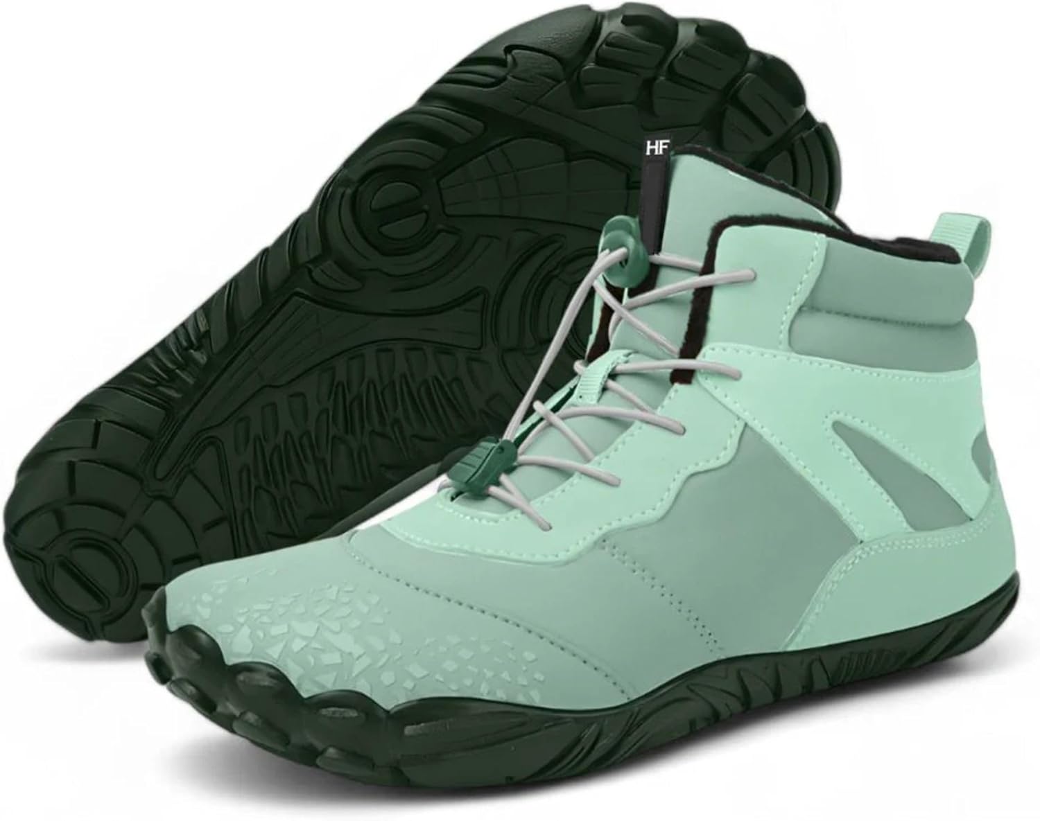 Hike Footwear HF Vindra Flex - Non-Slip & Universal Winter Barefoot Boots, Wide Toe Box, Lightweight Walking Hiking Boots, Pro Barefoot Shoes (Unisex) Green