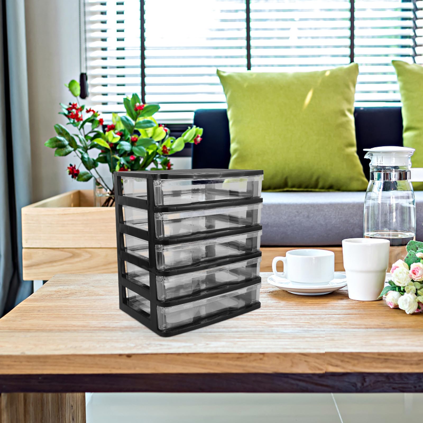 POPETPOP Organizer per Cassetti da Scrivania Multi-strato in Plastico Trasparente Visibilità Chiara per Cosmetici e Piccoli Oggetti, per Bagno e Decorazione Casa