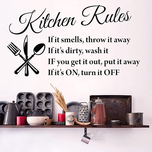 Miniatura 4 de Calcomanías de pared de reglas de cocina, calcomanías de pared para comedor, citas de pared, calcomanías de vinilo removibles para cocina, comedor,