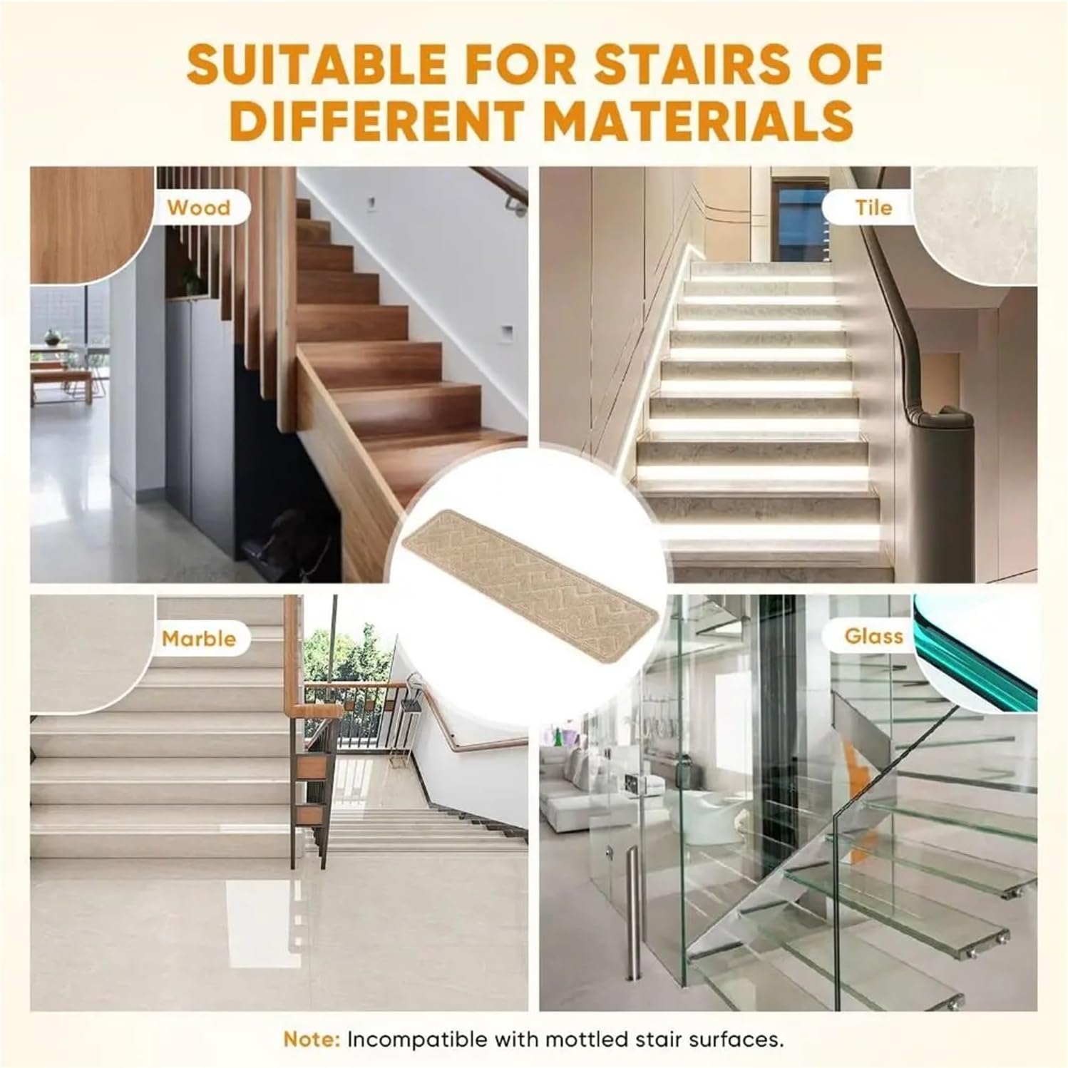 Stair Treads Slip Carpet 1pc 8x30 Inch Stair Treads Self-Adhesive Non-Slip Mats Runner for Indoor Use(Black 2)