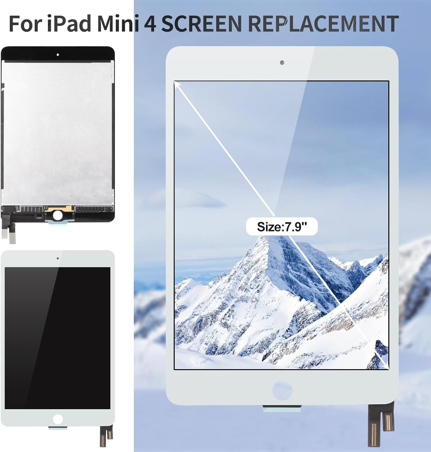 for iPad mini 4 Screen Replacement for iPad mini 4 LCD Screen Replacement Digitzer for iPad mini 4 Touch Screen Display Assembly Repair Kits A1538 A1550 White