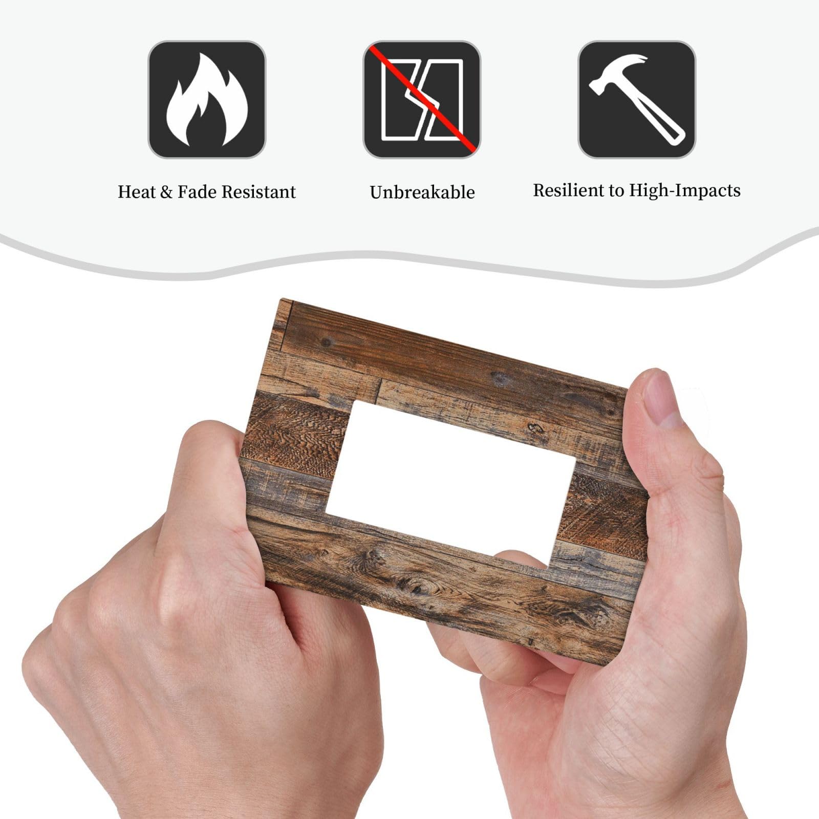 Brown Wood Decora Outlet Wall Plate – 1 Gang Rocker Switch Cover, Rustic Farmhouse 2-Pack For GFCI & Light Switches