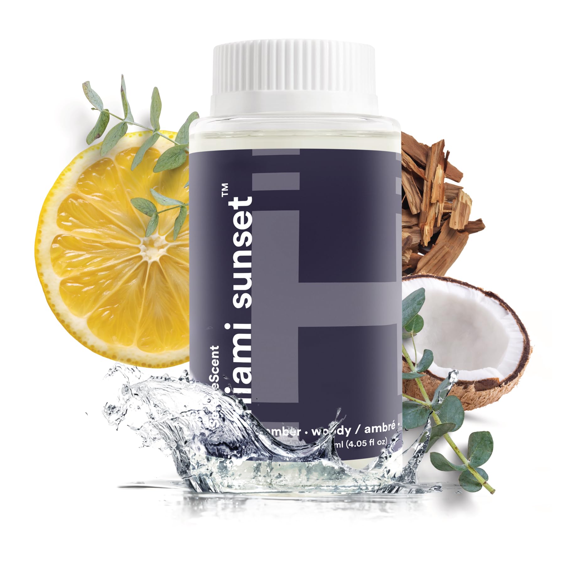 SereneScent Waterless Diffuser Oil Refill — Miami Sunset (120ml). Bright & Tropical Home Fragrance. Compatible with SereneScent Diffusers. Easy Twist Plug & Play