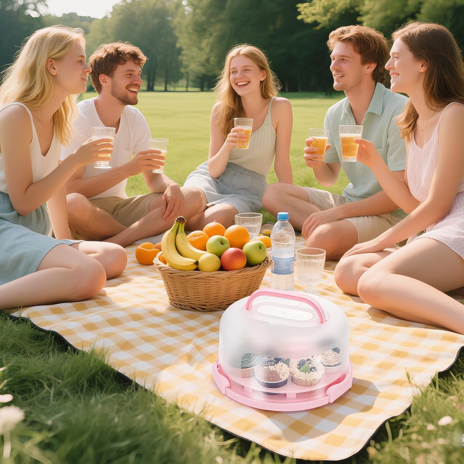 Coloch Cake Carrier with Lid and Handle, 3 in 1 Multipurpose Cupcake Holder for 10 In Cake, Portable Dessert Container for 11 Cupcake Plastic Devil Eggs Holder for Cupcake, Muffins, Eggs, Snack, Fruit - Image 7