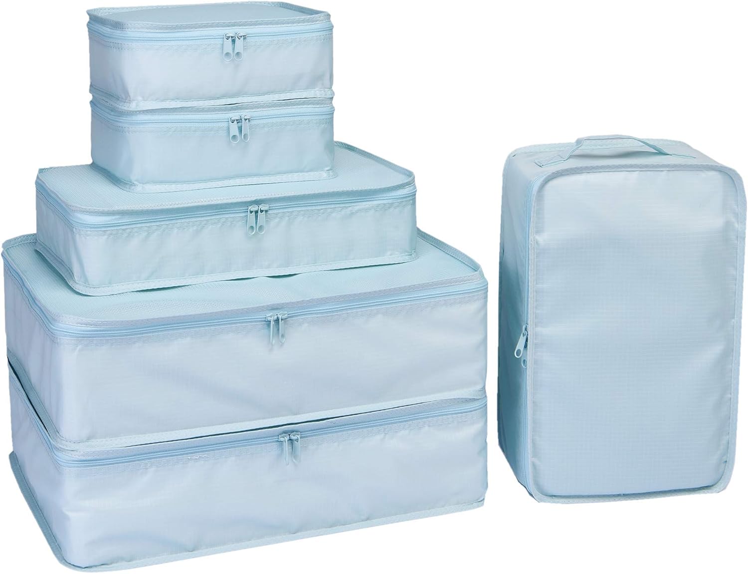 Packing Cubes 6 Set-TZbonjourney-Travel Luggage Packing Organizers with Shoe Bag(Blue)