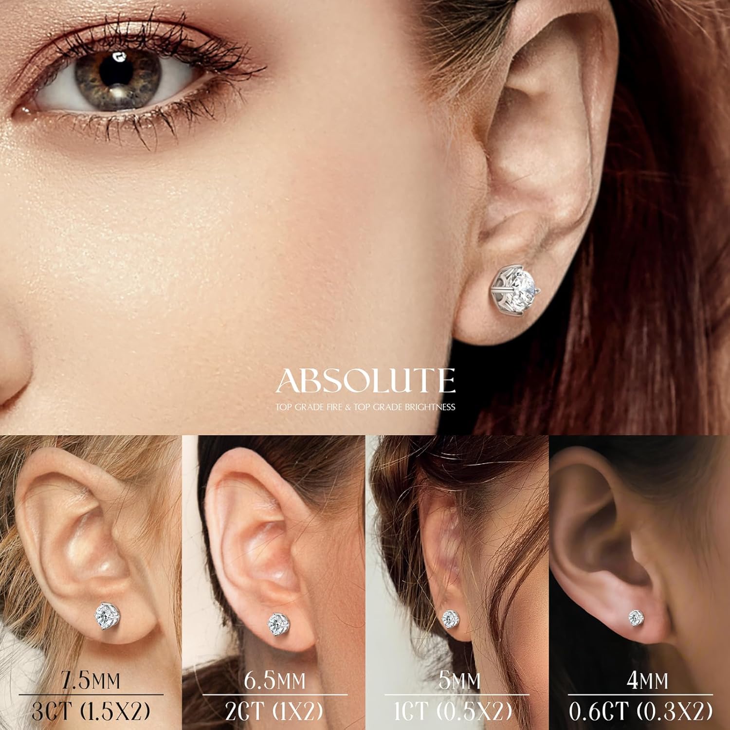 Moissanite Earrings, Hypoallergenic Flat Back Earrings for Women Men, Screw On Studs 925 Sterling Sliver Cartilage Earring for Sensitive Ears 4mm Short Post - Image 4