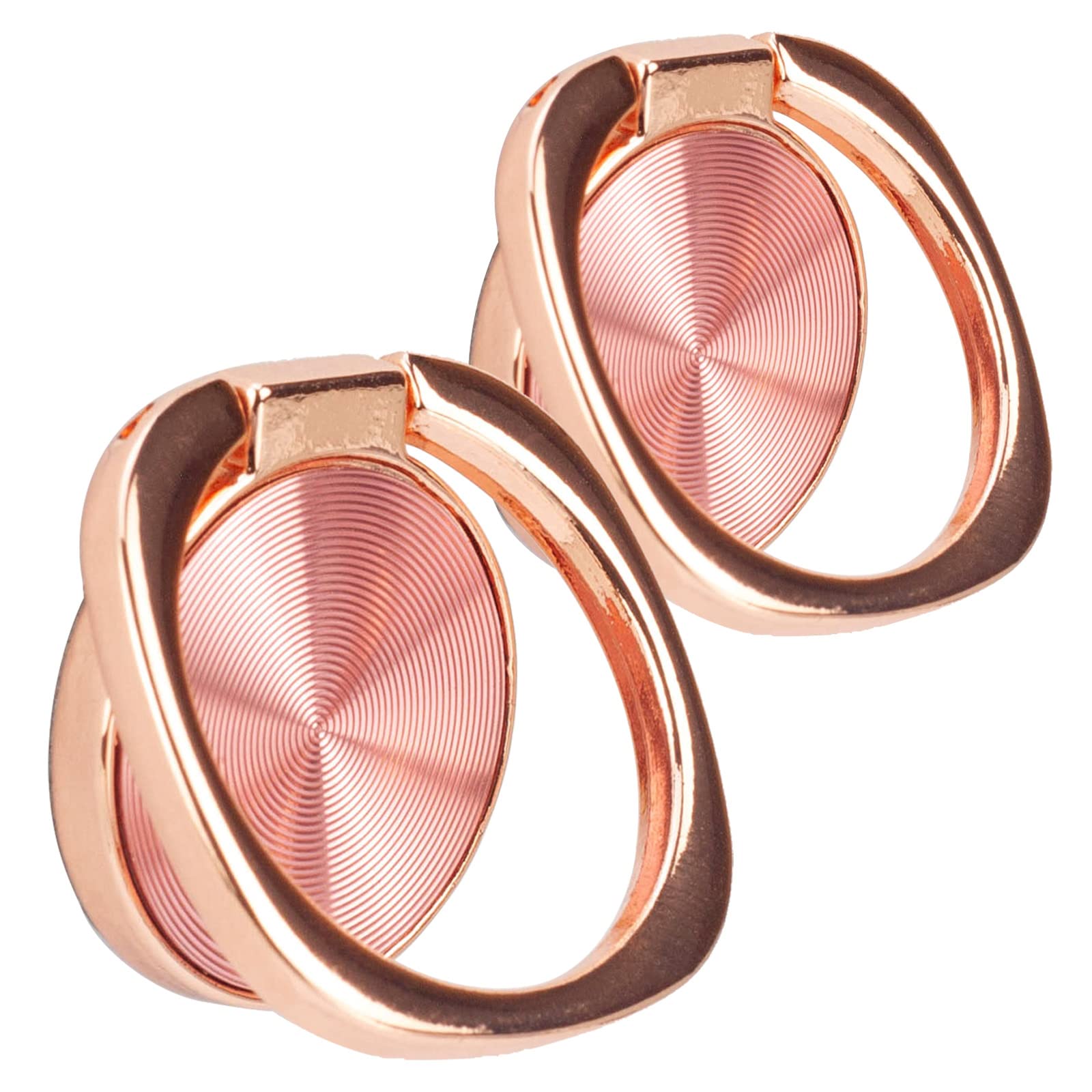 [Confezione da 2] Supporto ad anello per telefono cellulare con struttura arrotondata, rotazione a 360 gradi, con impugnatura in metallo lucido, accessori per smartphone (oro rosa)