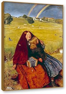 NHLDZYH Teak Color Frame-Famous Paintings Wall Art, (The Blind Girl) by John Millais, Reproduction Print on Canvas, Wall Portraits for Living Room 80x120cm-31.5x47.3in