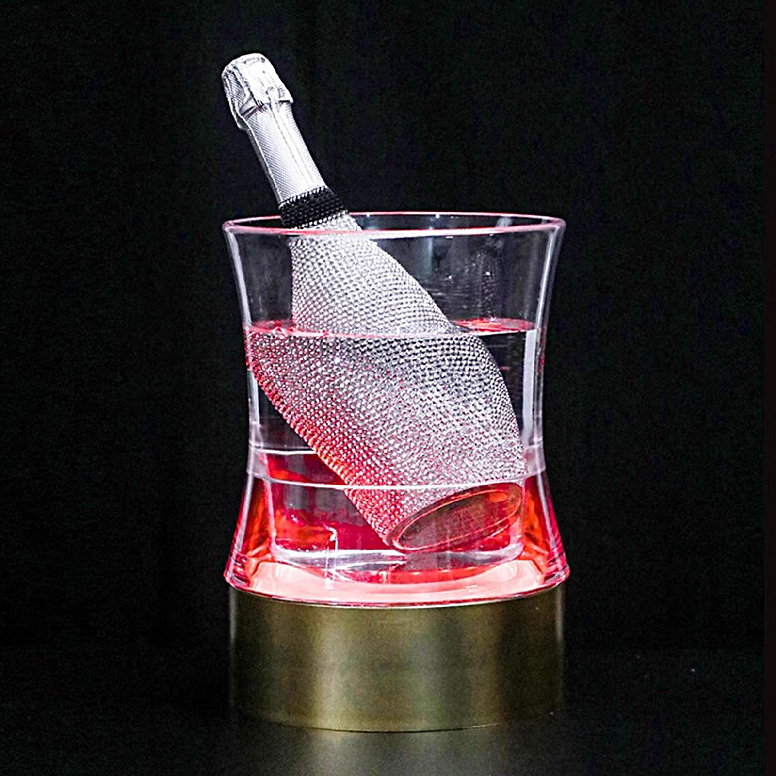Enfriador de Botellas Luminosa Comercial Accesorios de Bars Cubitera Acrílica para Champán para Fiestas Privadas, Restaurantes de Hotel, Bares Informales, Discotecas(White)