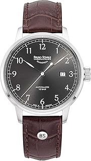 17-12203-821 Hamburg Automatik Big Herren-Armbanduhr, Atelierkaliber BS175, Edelstahlgehäuse, Saphirglas, Lederarmband, mit Faltschließe, 10 bar