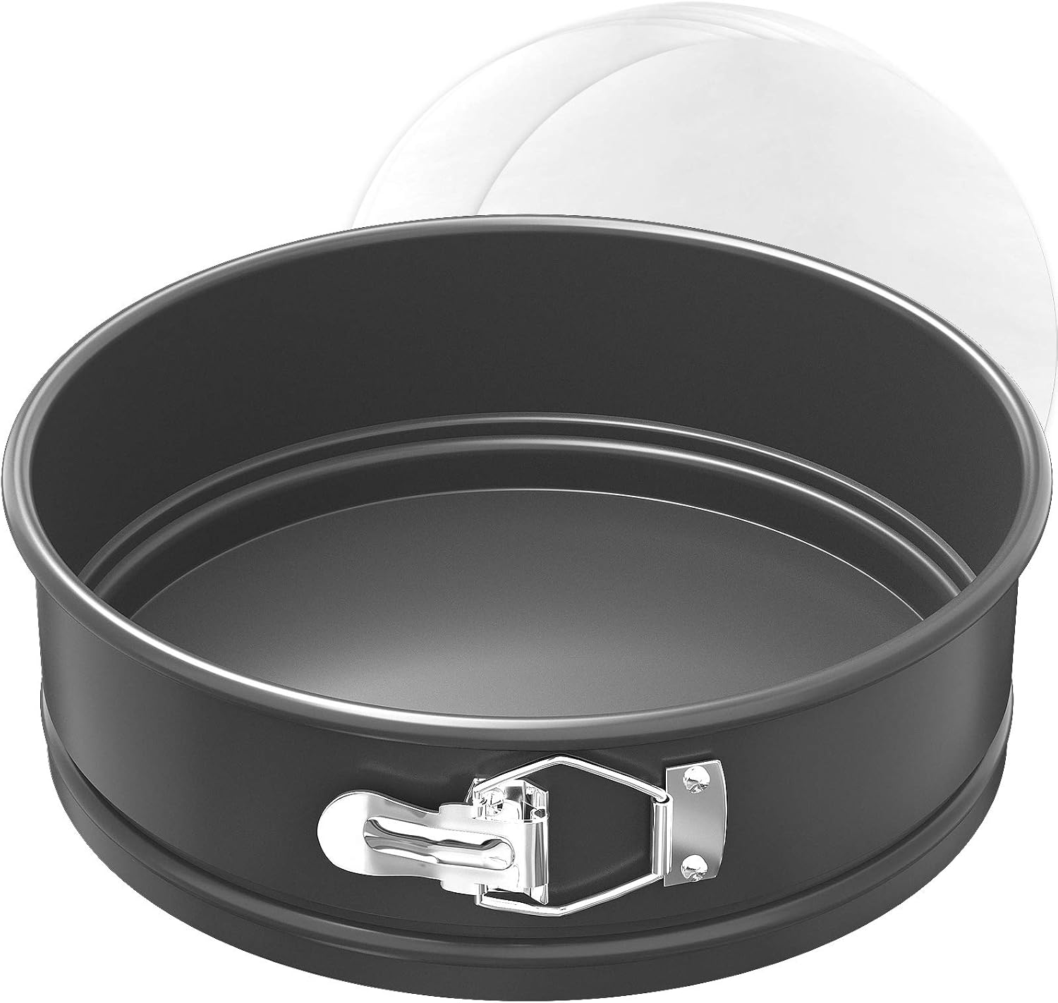 GEEKHOM Springform Pan with Removable Bottom, Nonstick & Leakproof Cheesecake Pan for Pie, Cake Molds for Baking Pizzas, Includes 50 PCS Paper Liners (6 inch)