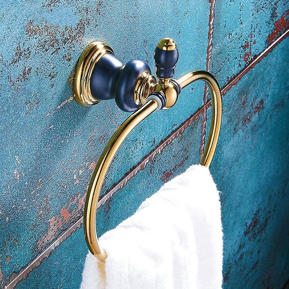 Hand Towel Holder Bathroom accessoriesAll-Black Old Gold Copper Bathroom Towel Ring Metal Pendant Bathroom Towel Rack Hanging Round Circle Retro
