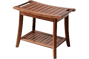 Forevich Bamboo Shower Seat Bench with Storage Shelf for Indoor Use