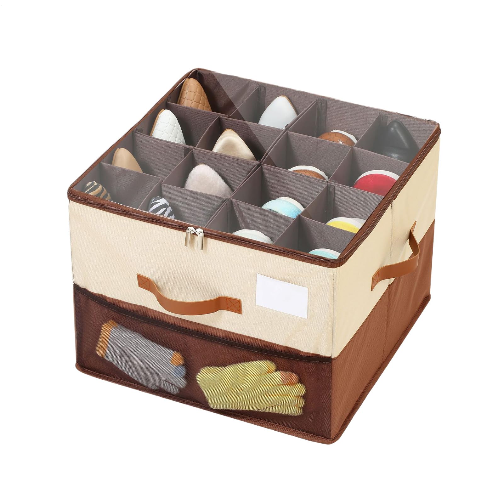 Contenitore per scarpe, organizer per scarpe, pieghevole, in tessuto, con coperchio trasparente e divisori regolabili, grande contenitore per stivali, tacchi, scarpe da ginnastica, camera da