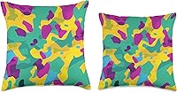 Vista 3 de Pure Pattern Paradise Colorful Abstract Camouflage Pattern #014 Throw Pillow, 16x16, Multicolor