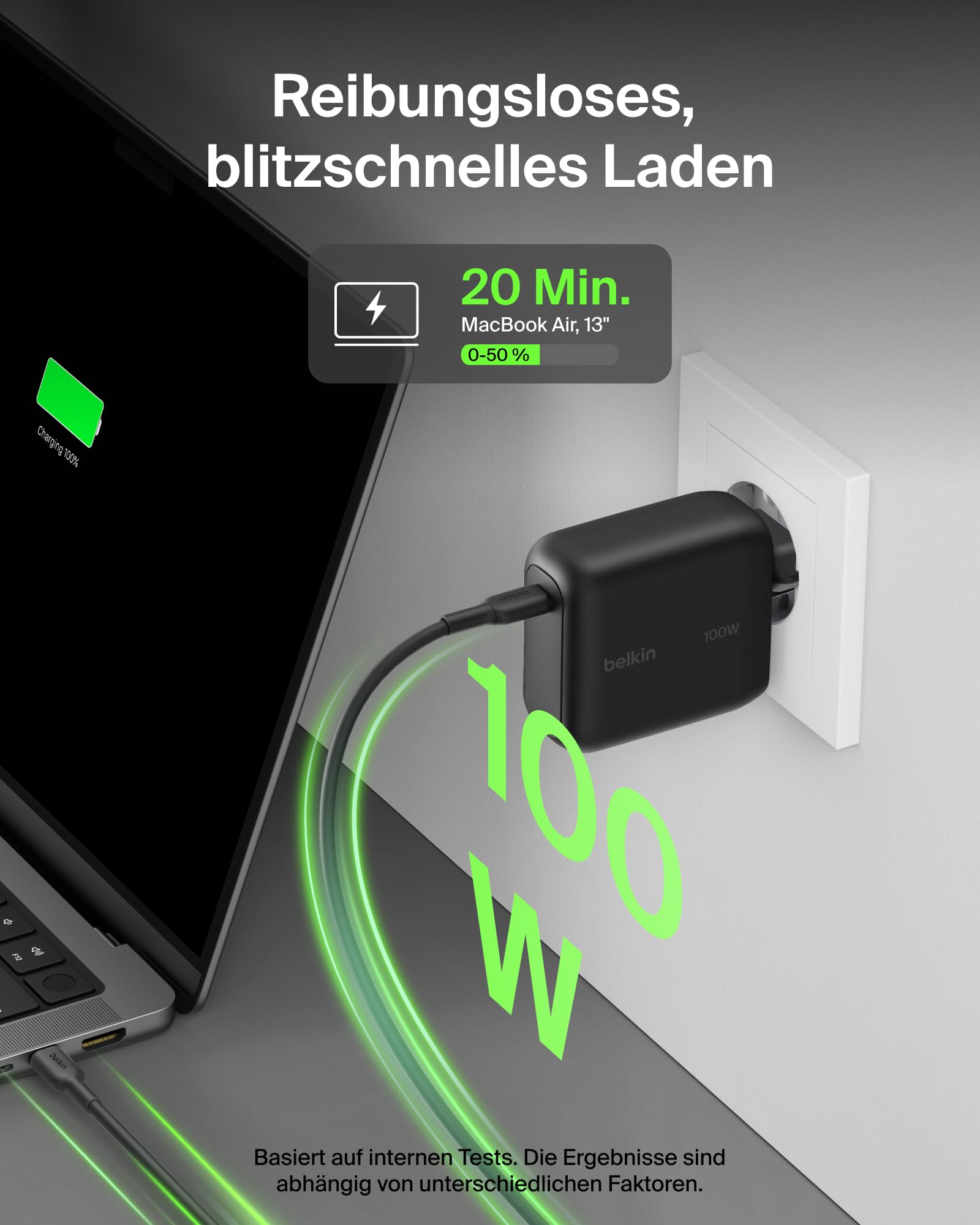 Belkin BoostCharge USB C Ladegerät, 100W, Kompaktes GaN Schnellladegerät mit Einklappbarem Stecker, Netzteil für iPhone 17, Samsung Galaxy S26, Pixel 10, AirPods, Tablet, MacBook, Chromebook – Schwarz