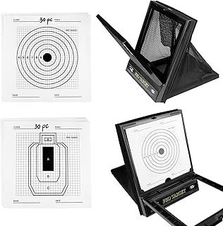 60 Paper Shooting Targets - Guyuyii 8 X 8 Inch Reusable Paper Targets - Portable with Trap Net Catcher, Stand Included, Easy Clean and Collect The BBS - for Pellet Gun Shooting, Practice and Training