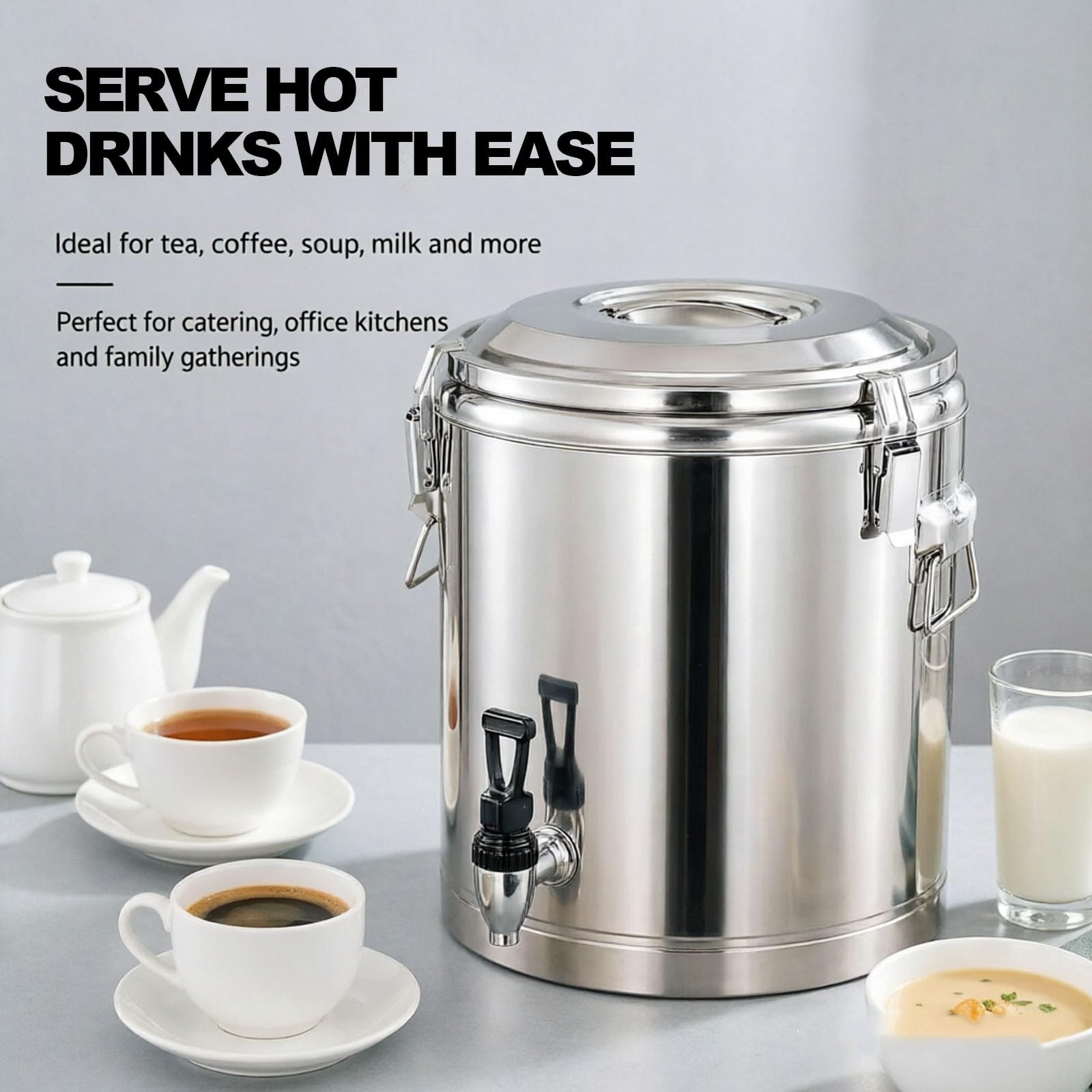 Dispenser di Bevande Isolato in Acciaio Inox con Rubinetto, Contenitore per Bevande Calde E Fredde, Ideale per Feste, Picnic, Bar, Ristoranti E Campeggio. 50L