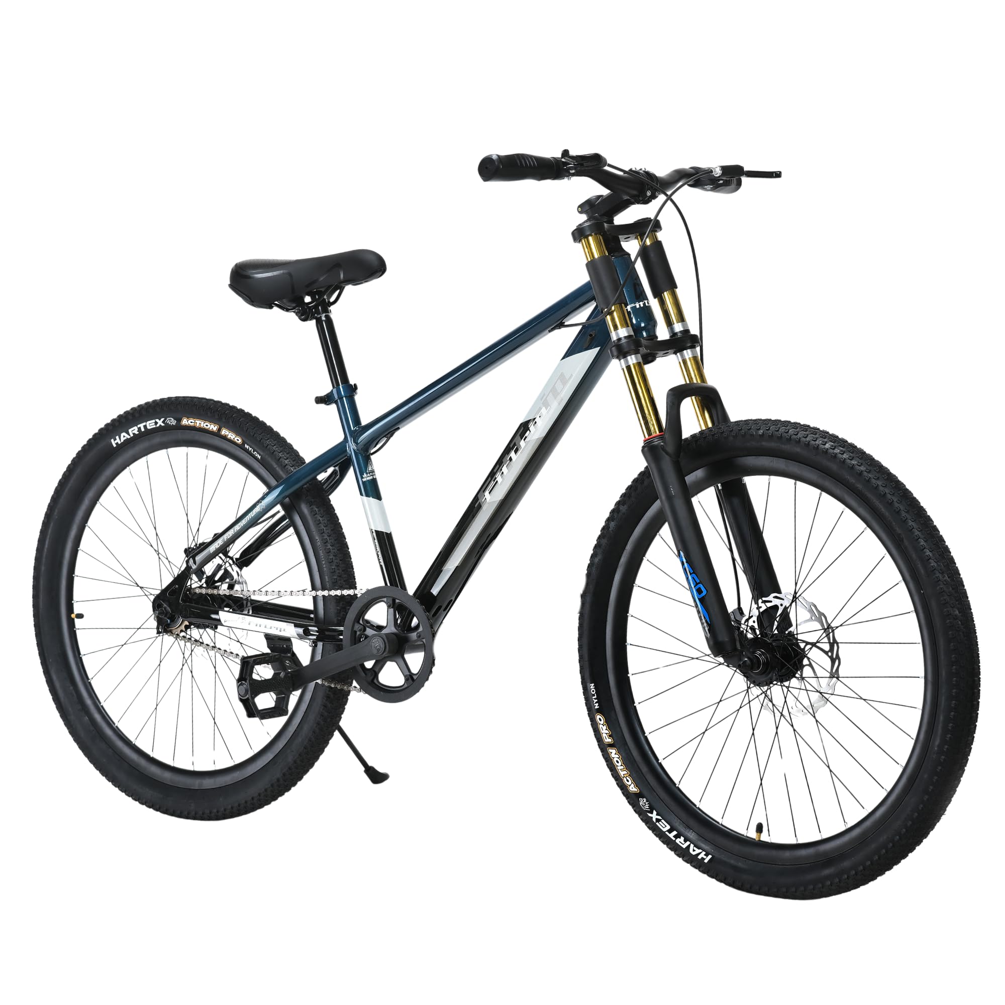 FitTrip Super Dominator Non Gear | 26 Inch Stunt MTB | Imported Double Crown Suspension | 180MM Jak 7 Dual Disk Brakes | Best Single Speed Stunt Cycle (Mariana Teal Blue)-image-33