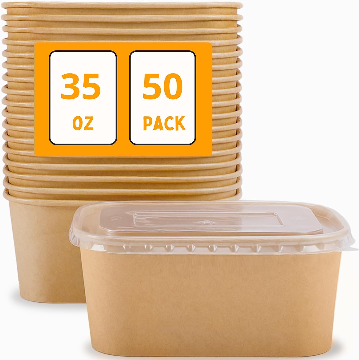 Rectangular Paper Containers Amazon.com: Gdotmely 50 Pack Paper Food Containers with Lids,35 oz ...