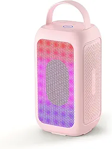 Bobtot Bluetooth Speaker Wireless, 16H Playtime 40W Peak Portable Singing Speakers, Magic Voice, Echo, EQ, Stereo Sound, Deep Bass, RGB, Supports AUX,USB, FM, Pink