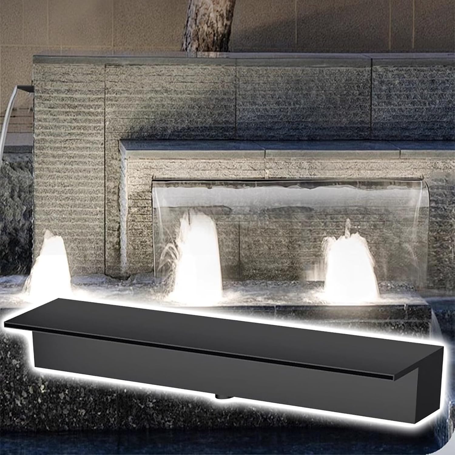 Customizable Size Waterfall Kit for Pond, Stainless Steel Fountain Spillway for Outdoor/Indoor, for Garden/Pool/Backyard Koi Pond(Color A,28″/71cm)