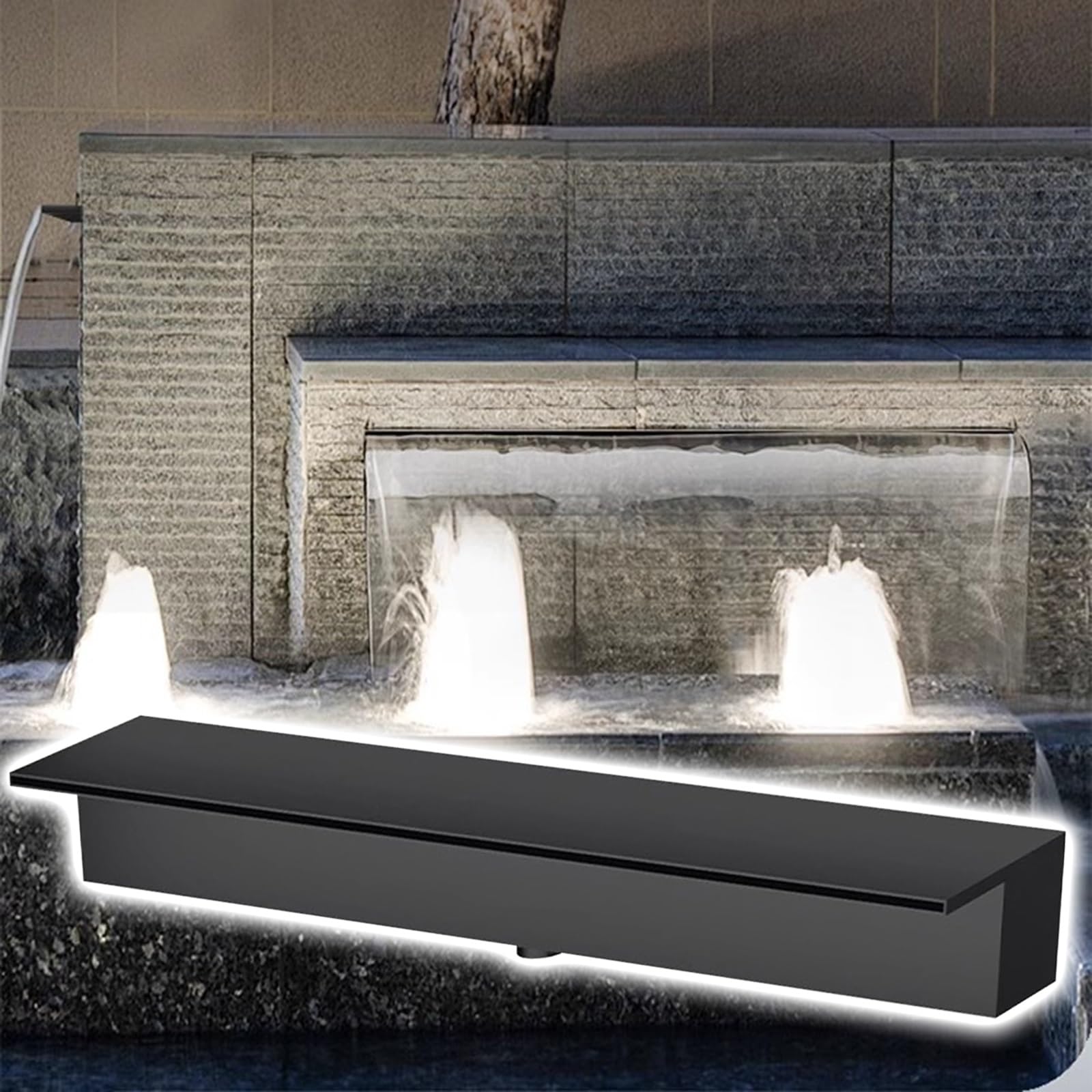 Cascata in acciaio inox Spillway Kit96 "fontana da giardino per stagni koi, fontane e piscine, cascata all'aperto per paesaggi Ele