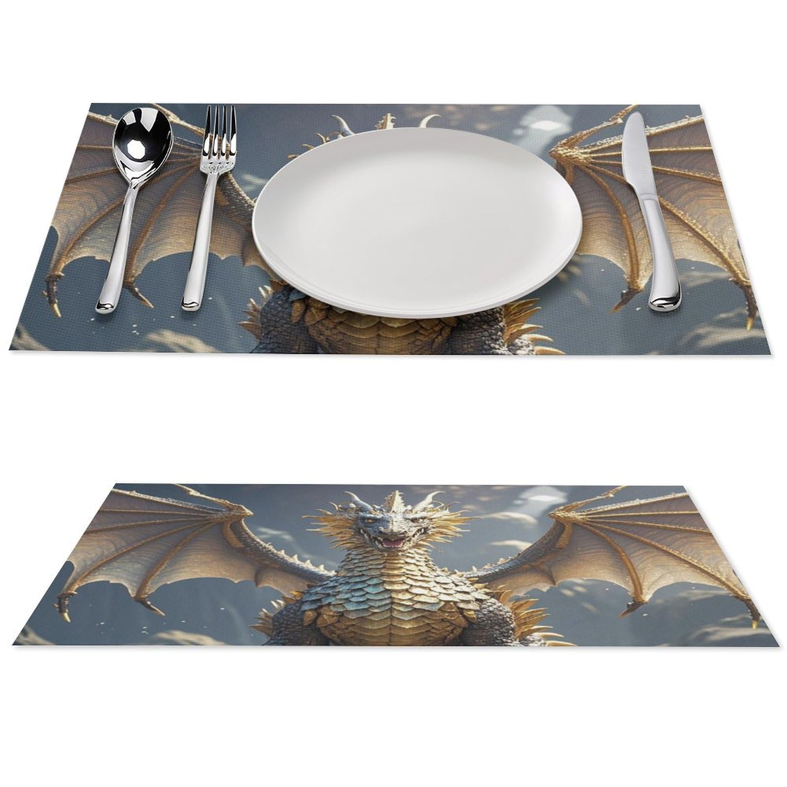 Sets de table PVC antidérapants lot de 4 design dragon doré résistants à la chaleur