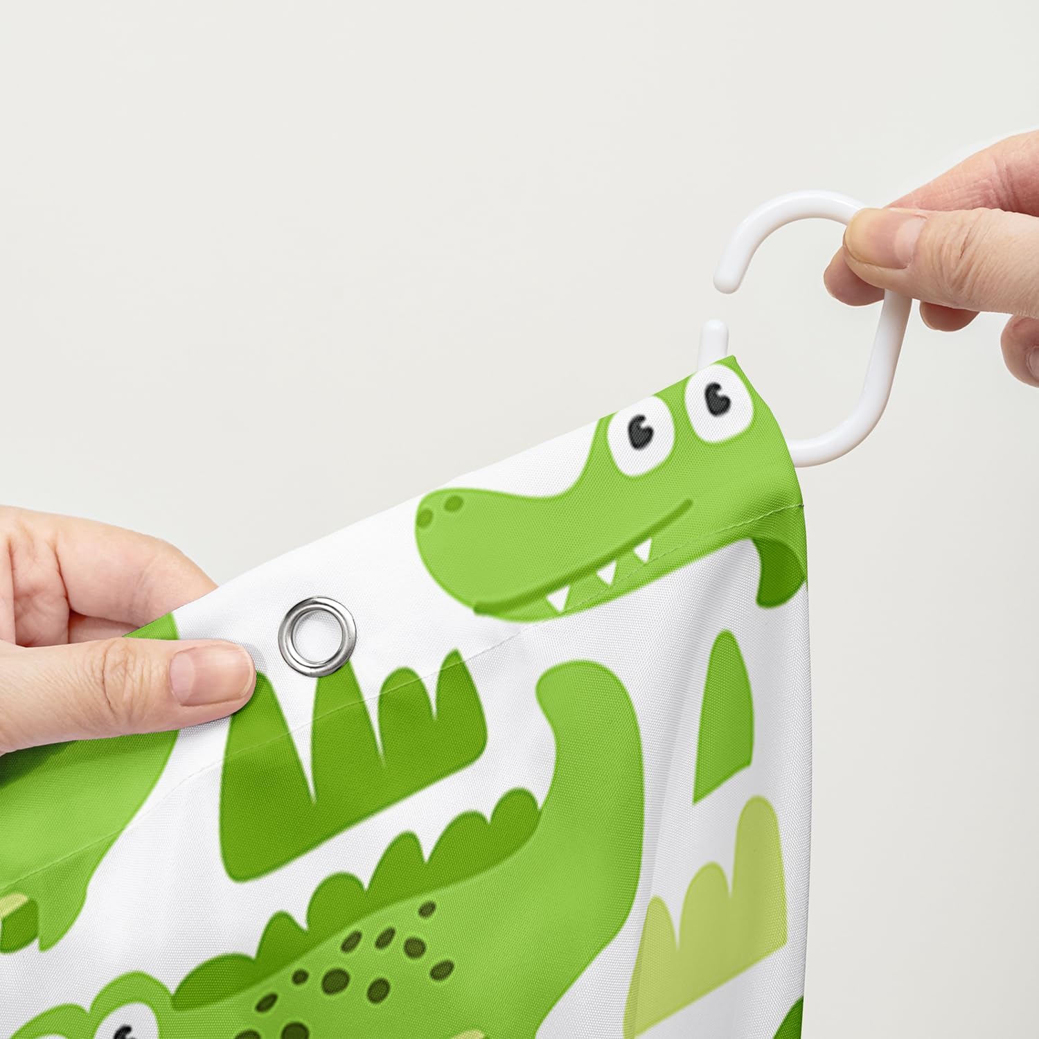 AILONEN Cute Crocodile Shower Curtain Set, Cartoon Wild Animals Washable Fabric Shower Curtain for Bathroom,Green Swamp Alligator Cloth Bath Curtain Set for Kids,Boys,48" Wx72 H