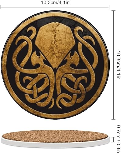 Miniatura 2 de Cthulhu - Posavasos redondos de cerámica para bebidas, absorbentes y protección de mesa