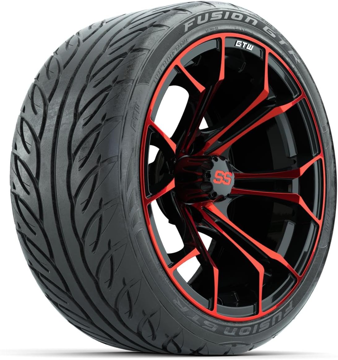GTW Spyder 15-inch Wheels with Street Tires, Red/Black, 215/40-R15, Set of 4