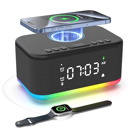 Wireless Charging Alarm Clock Bedroom, Digital Alarm Clocks Bedrooms Bluetooth, Loud Bluetooth photo Wireless Charging Alarm Clock Bedroom, Digital Alarm Clocks Bedrooms Bluetooth, Loud Bluetooth