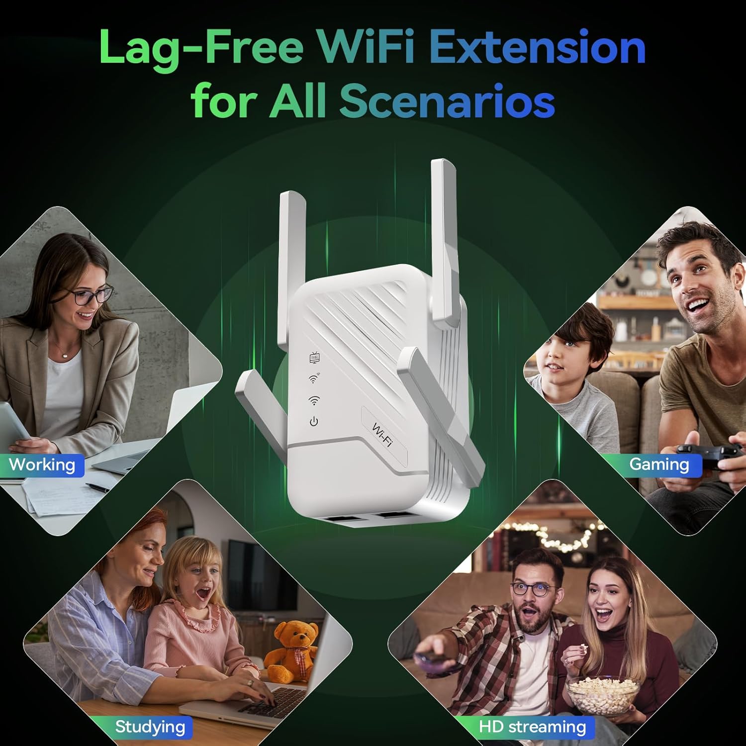 2026 Best WiFi Extender Signal Booster, Internet Extender Covers Up to 13389 Sq.ft for Home, Long Range WiFi Repeater with Ethernet Port, Wireless Router Amplifier Easy Setup,Wide Compatibility