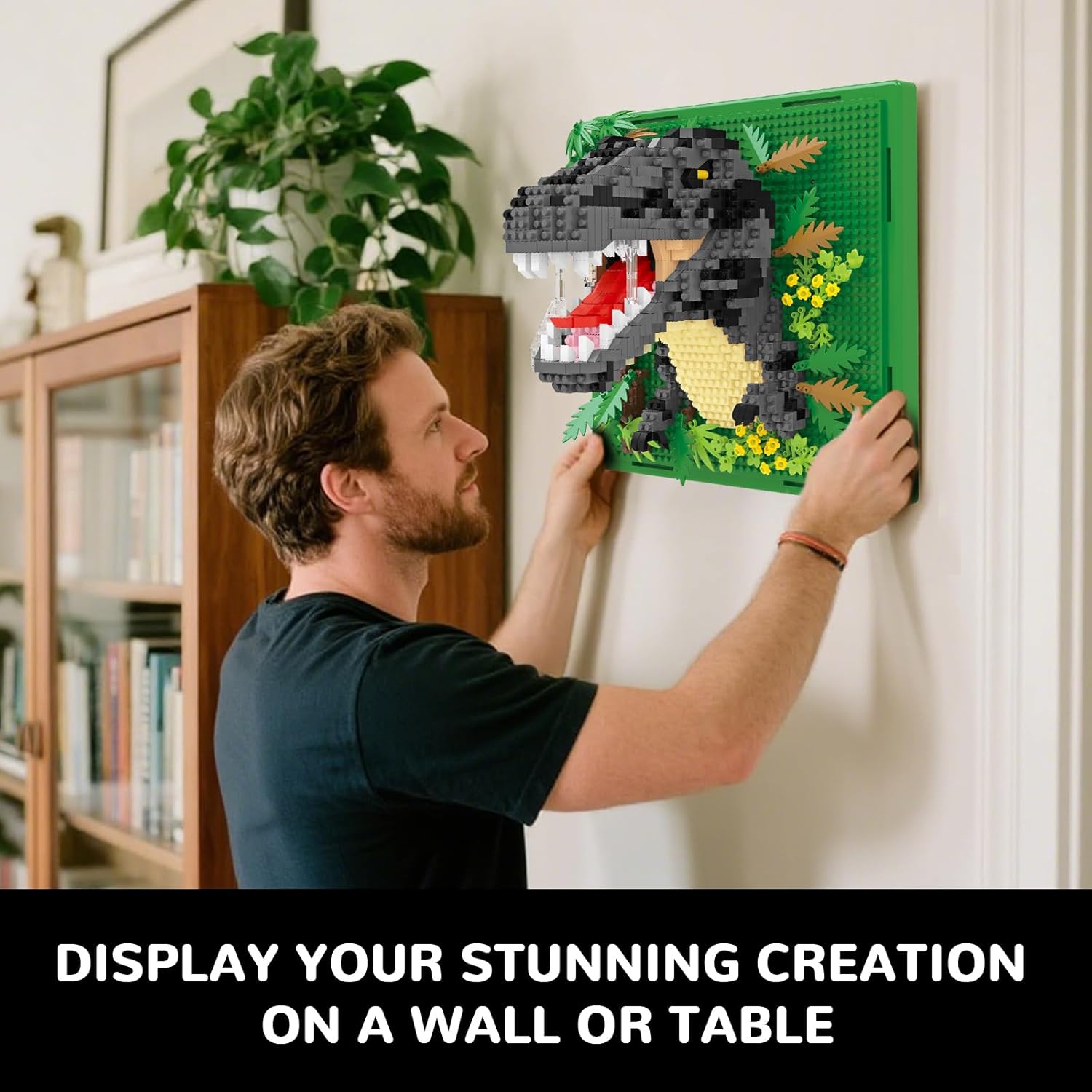 Dinosaur Animal 3D Wall Art Micro Mini Building Blocks Set, Unique Home Wall Decor or Table Display, Ideal Gift Toy for Adults & Teens 14+ (1263 PCS)