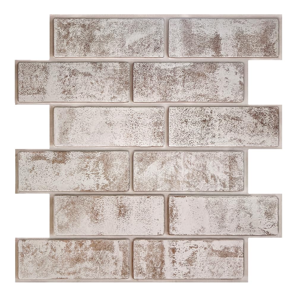 Commomy 10 Pezzi Mattoni Adesivi Murali 3D Pannelli Da Parete 3D Finto Mattone, 30 X 30 cm, Pannelli Adesivi per Pareti 3D Mattoni Finti PVC Autoadesivi Pannelli Decorativi Per Pareti Interne