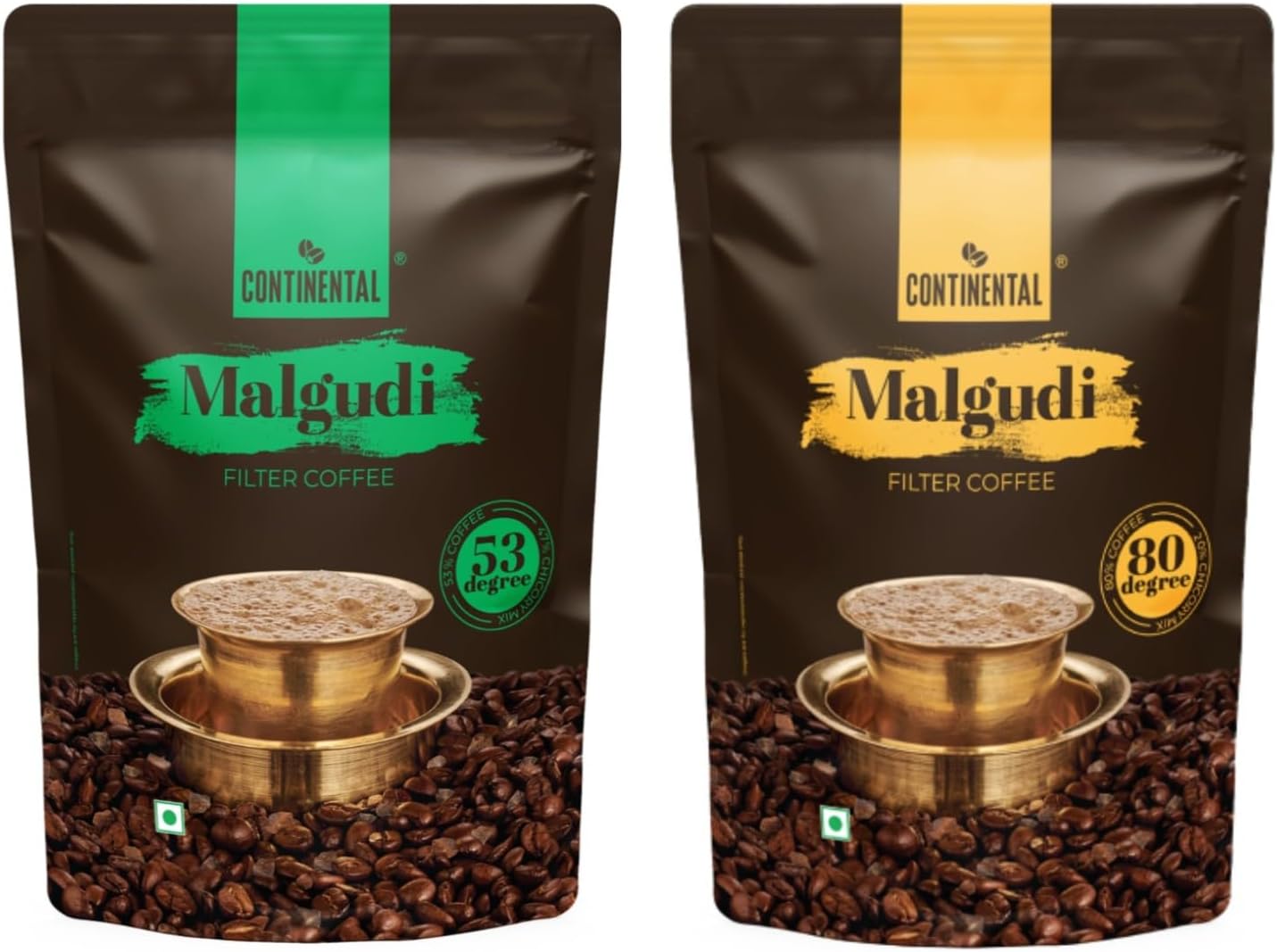 Filter Coffee 500gm Pouch Combo | (53% Coffee - 47% Chicory) + (80% Coffee - 20% Chicory) | Traditional South Indian | Freshly Roasted Ground Coffee | 500gm*2-1KG