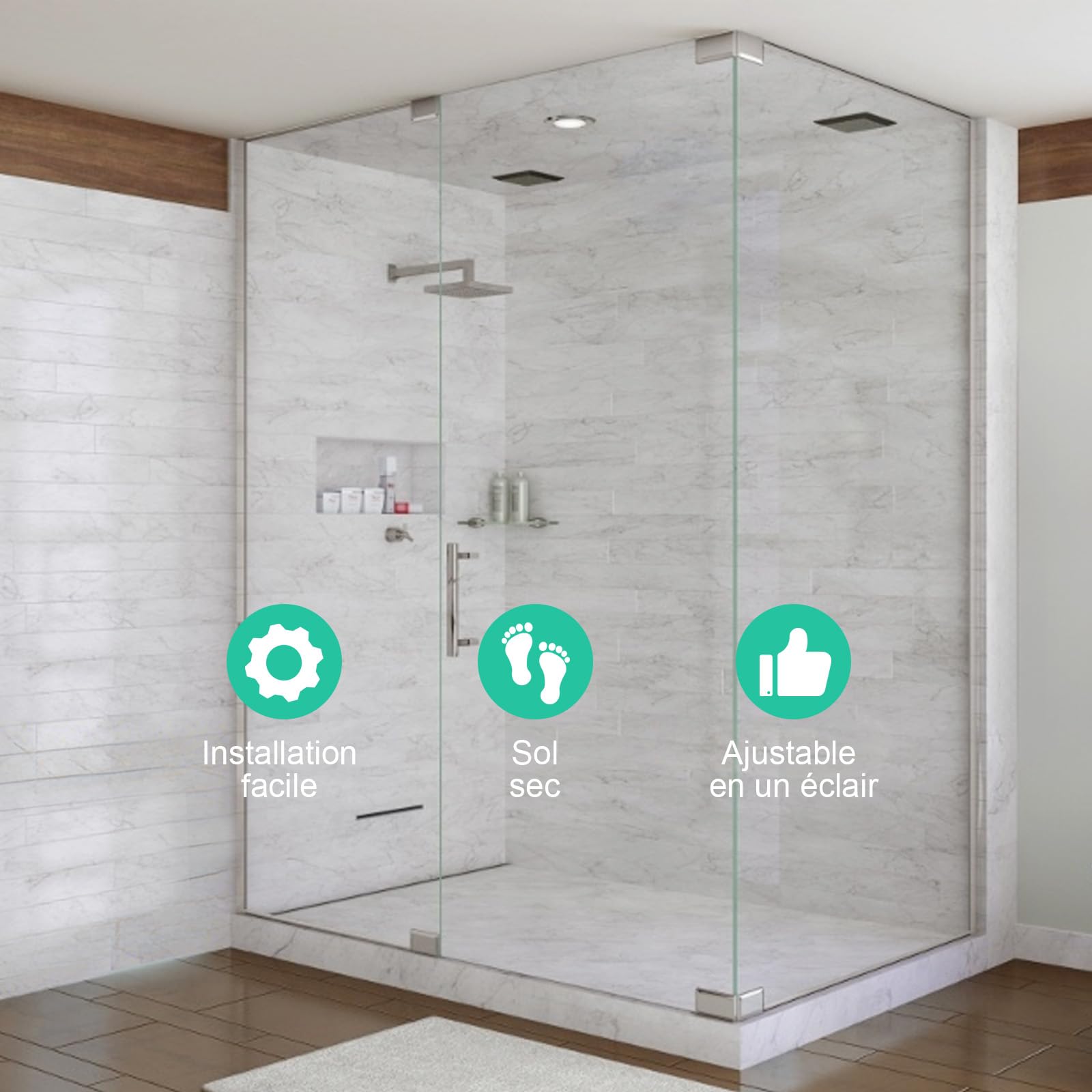 SURFOU Lot de 2 bandes d'étanchéité transparentes de 100 cm pour porte de douche de 6 mm/7 mm/8 mm d'épaisseur - Couvre un écart jusqu'à 12 mm - Bande de joint de rechange réglable