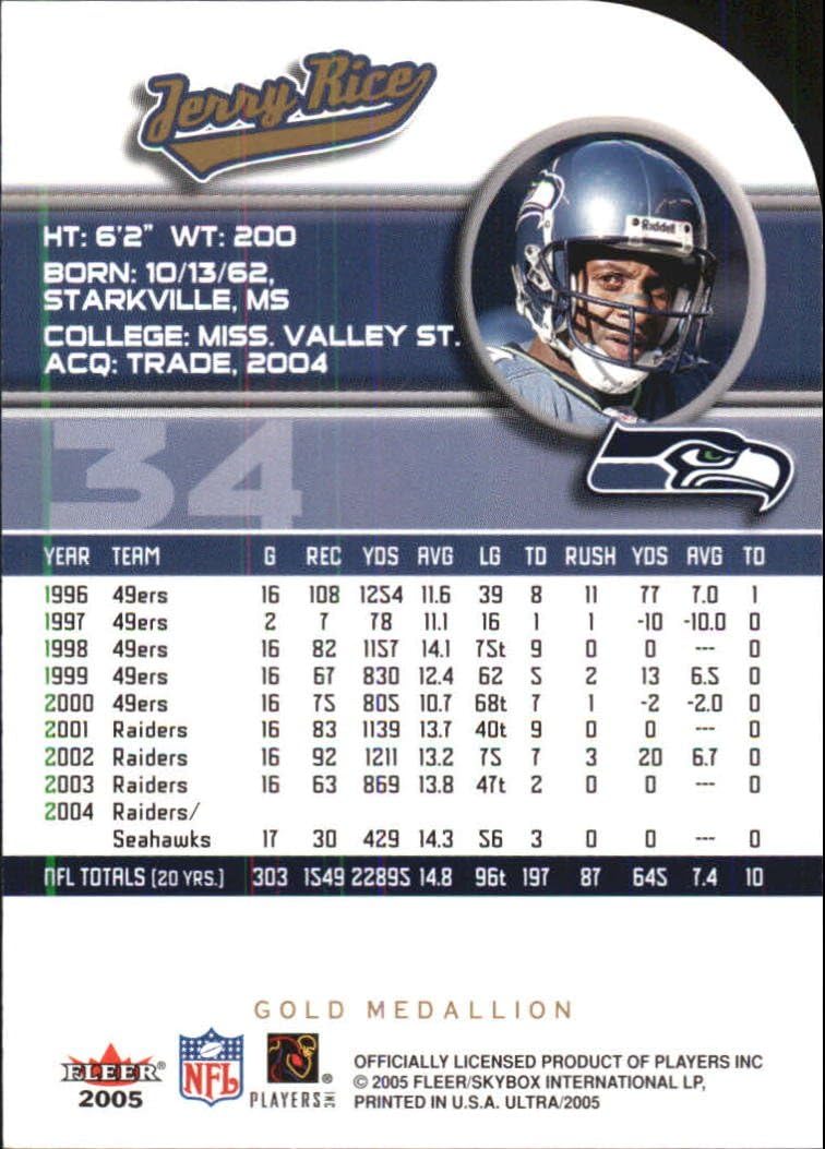 2005 Ultra Gold Medallion Football Card #34 Jerry Rice