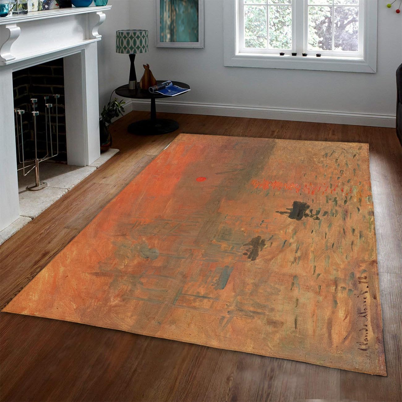 Grand tapis 100x150cm Claude Monet Impression Sunrise salon chambre antidérapant