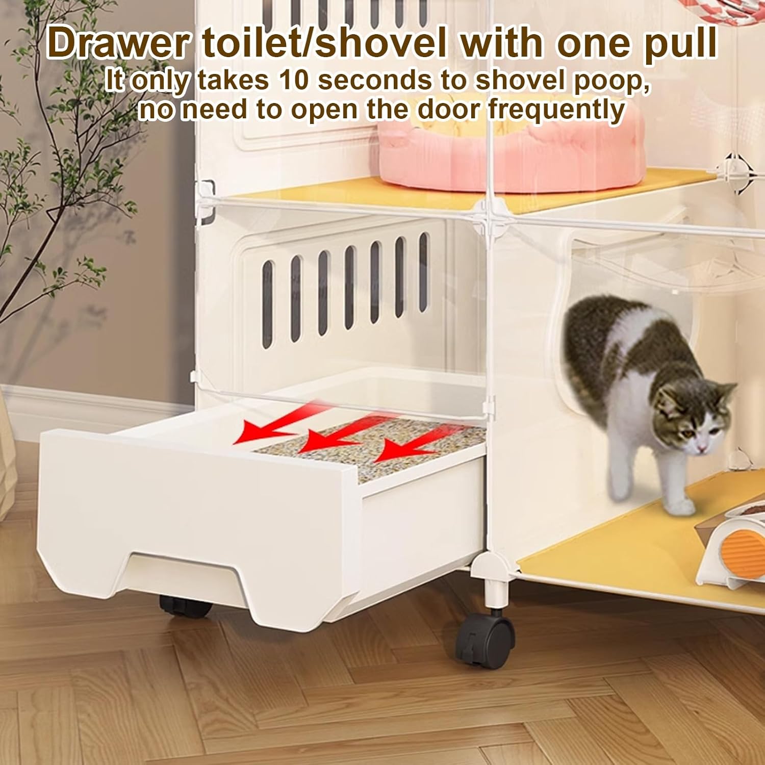 Large with Hidden Cat Litter Box, Cat Enclosures Indoor, Cat Villa with Breathable Fence Panels, DIY Design Indoor Pet Playpen, Assembled Cat Enclosures (Size : 72x47x77cm/42x18.5X