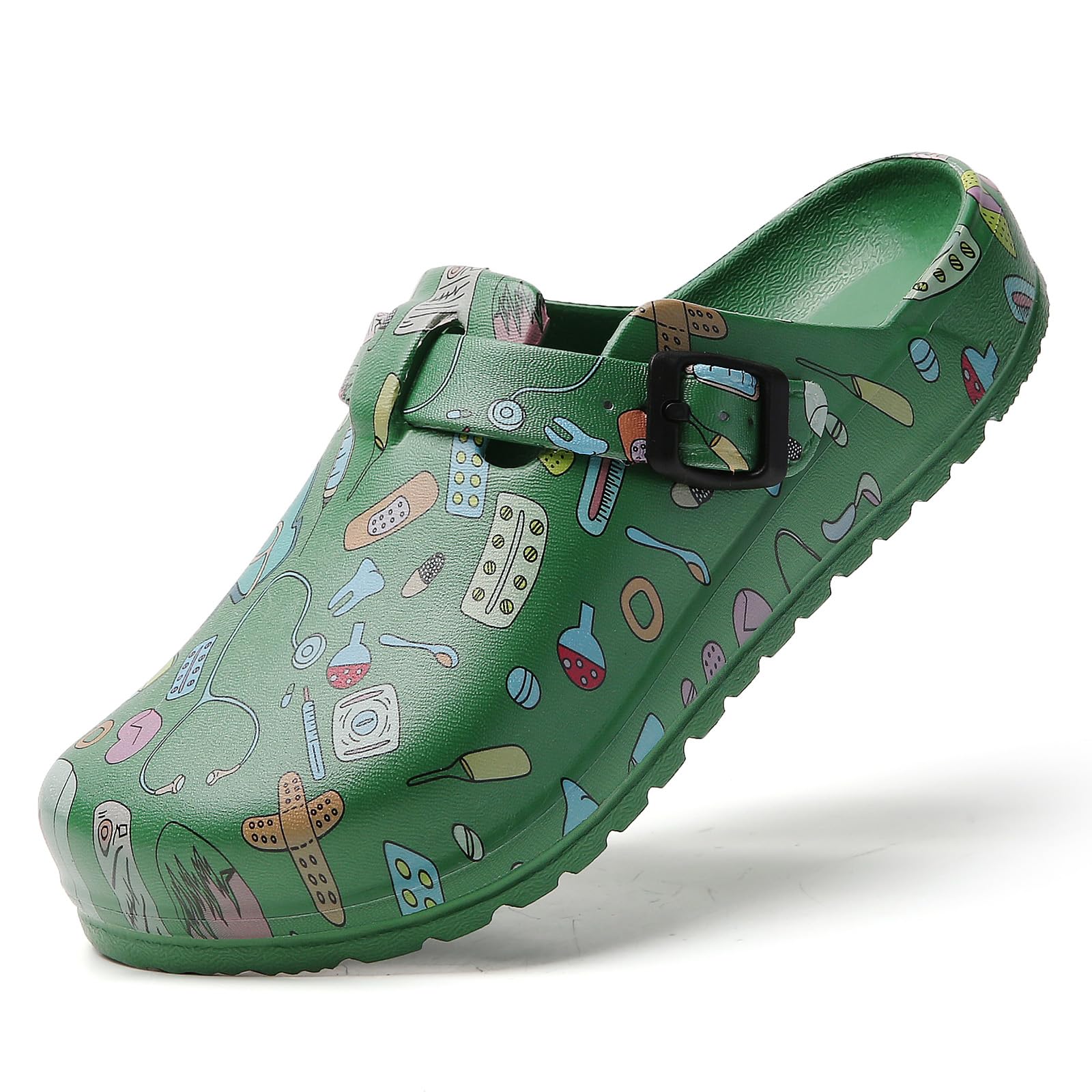 Zuecos de Enfermera con Estampado para Mujer, Zapatos Sanitarios Antideslizantes, Impermeables, Ligeros y Cómodos, Sin Cordones, Ideales para Largos Turnos de Trabajo
