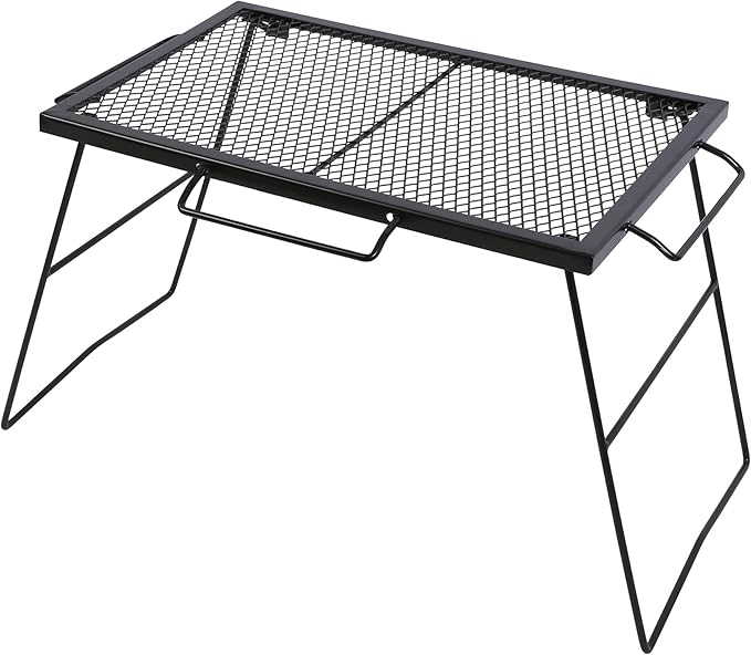 CAMPMAX Folding Campfire Grill Grate, Portable Heavy Duty Steel Over Fire Camp