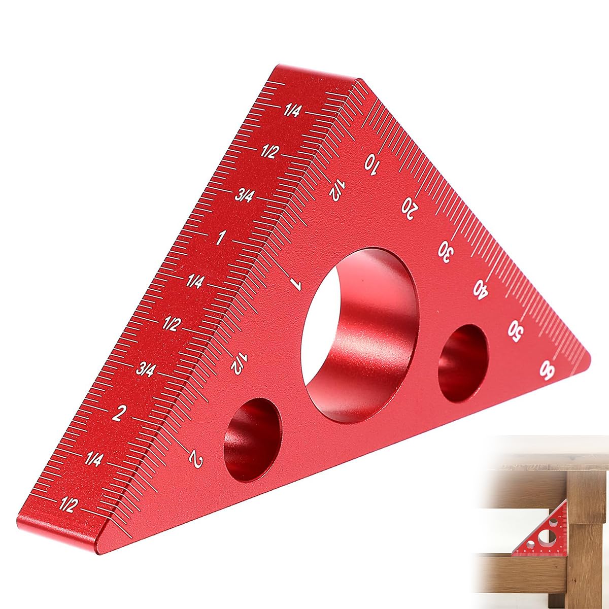 Serplex® High-Precision Thickened Triangle Ruler Layout Measuring, 45/90 Degree with Imperial and Metric Scales, Carpenter's Square Measuring Tool for Woodworking Workshop Table Miter Saw-image-19